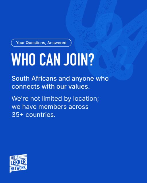 “Do you need to be South African to join the Lekker Network?”
We are not limited by location. We welcome everyone who connects with our spirit and shares our values. Whether you were born in SA, lived here once, or simply feel a deep connection to our country and way of life.
If South Africa is part of your story, and if you believe in showing up for people, you are welcome here.
If this sounds like you, click the link in the bio.
#TheLekkerNetwork #FAQ #Community