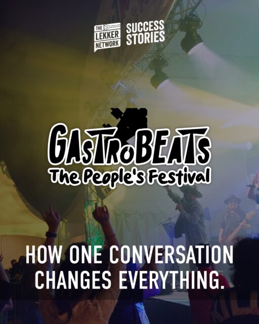 Almost nobody remembers the conversation that changed their life as it happens.
It was too ordinary at the time. A WhatsApp group, an introduction someone made in passing, or a twenty-minute call you took between two other things.
Success Stories is a new Lekker Network series built around exactly those moments. We go back to the specific exchange that started something, and then we show you what it became.
We are starting with a story that still surprises us. One introduction inside the network, made almost casually, has become an international food, music, and lifestyle festival landing in Cape Town in April 2027, with restaurants flying in from Singapore, South African vendors heading the other way, and a partnership that now stretches well beyond the festival itself.
#SuccessStories #TheLekkerNetwork #GastroBeats