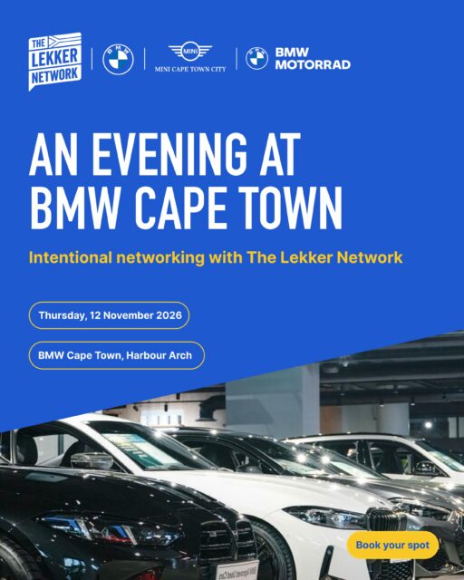 One room. Two communities. A whole lot of lekker potential.
The Lekker Network and BMW Cape Town are bringing their networks together for the last big night of the year, featuring surfski legend and 12-time Molokai World Champion, Oscar Chalupsky.
Expect an inspiring keynote on resilience, discipline and backing yourself, followed by intentional networking designed to connect the right people, not leave it to chance.
Come for the keynote. Leave with the right connections.
DM us for more information.