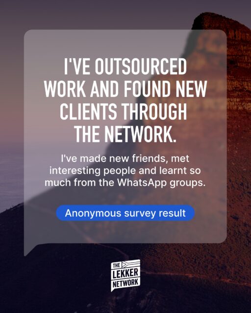 We asked members what is actually working. This came back:
"I've made new friends, met interesting people and learnt so much from the WhatsApp groups. I've outsourced work and have found new clients through the network. I am so grateful for all that TLN does. Thank you."
What we like about this one is the order. That is usually how it goes. The commercial outcomes result from the relationships.
It is also why we are careful about who joins. And we are so committed to building a network full of people eager to help each other.
#TheLekkerNetwork #MemberFeedback #Community